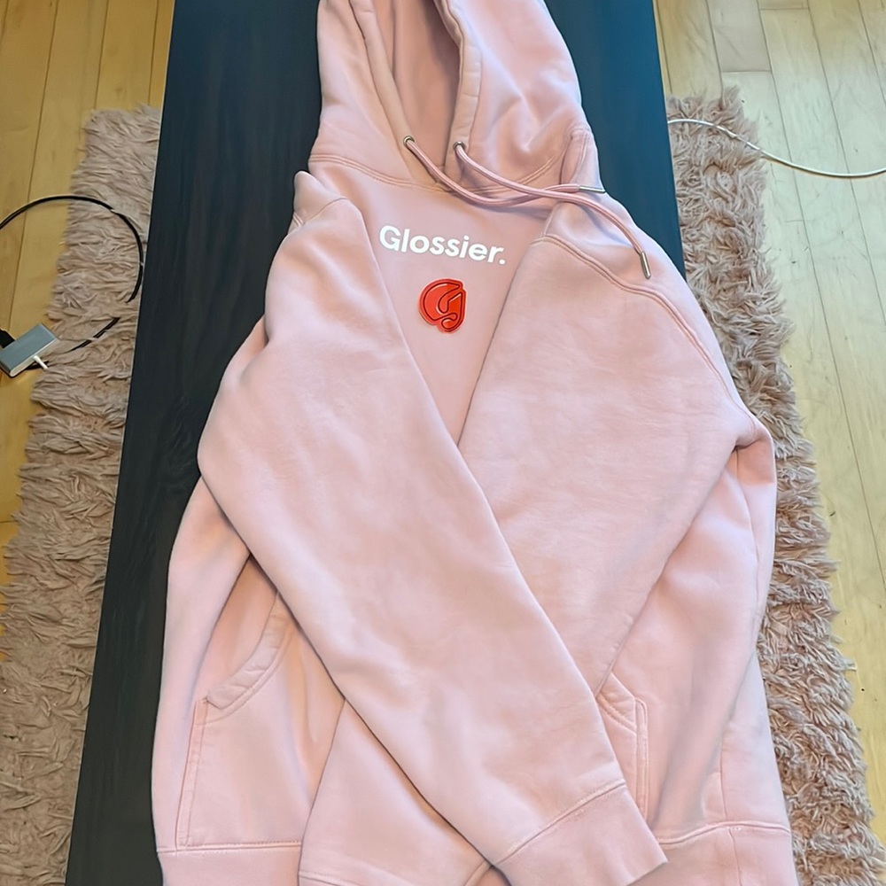 Glossier pink sweatshirt